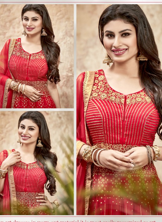 Red Georgette Embroidered Anarkali Suit 12013 Series 12013 By Arihant