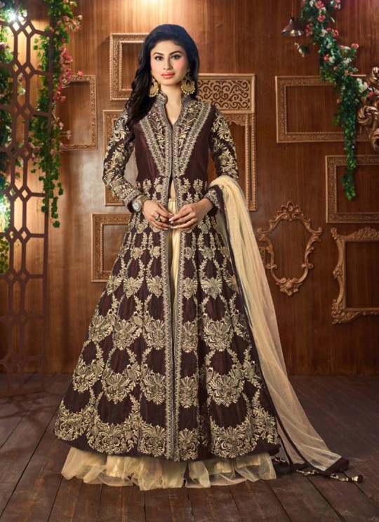 Brown Art Silk Embroidered Jacket Style Anarkali SASHI VOL 6 12052 By Arihant