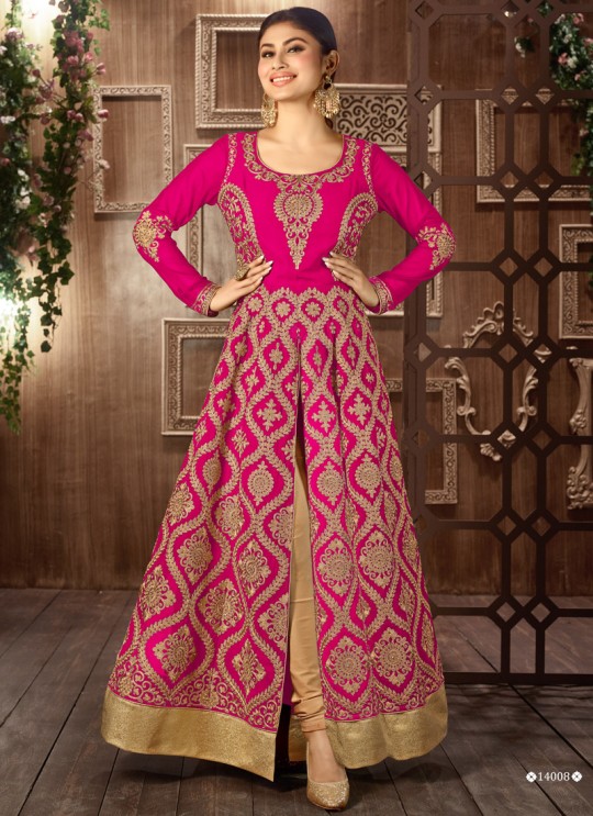 Hot Pink Art Silk Embroidered Pant Style Suit 14008 Colours 14008E Color By Arihant