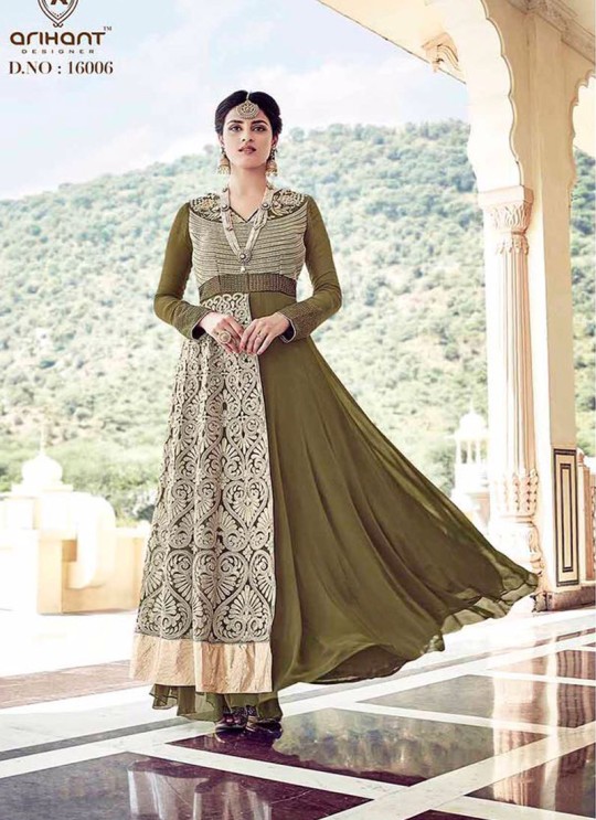 Mehandi Green Georgette Embroidered Anarkali Suit HAMIM VOL 6 16006 By Arihant