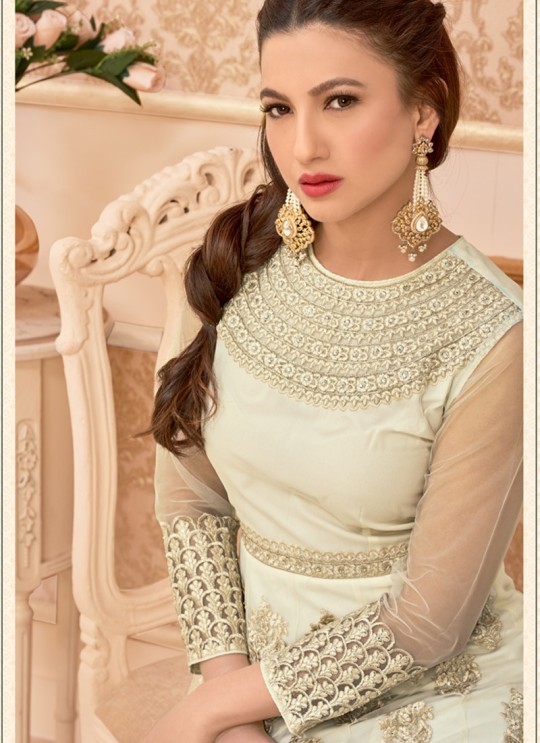 Cream Georgette Embroidered Anarkali Suit HAMIM VOL 7 16012 By Arihant Cream Georgette Embroidered Anarkali Suit HAMIM VOL 7 16012 By Arihant