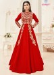 Red Art Silk Embroidered Floor Length Anarkali ROSSELL VOL 2 18004D Color By Arihant