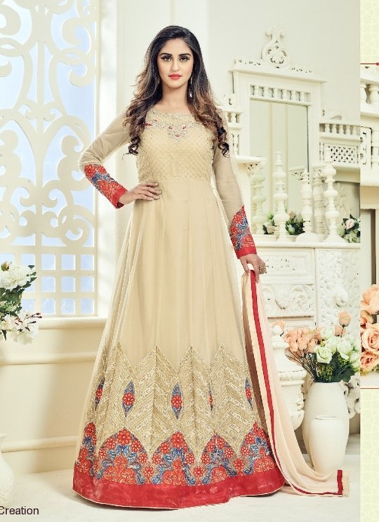 Gold Net Embroidered Floor Length Anarkali ROSSELL VOL 2 18009 By Arihant