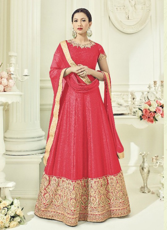 Pink Art Silk Embroidered Floor Length Anarkali ROSSELL VOL 3 18016B Color By Arihant