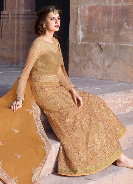 Gold Net Embroidered Floor Length Anarkali 1440 Series 1441 By Bela Fashion