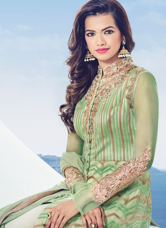 Green Net Embroidered Floor Length Anarkali Adore 1536 By Bela Fashion