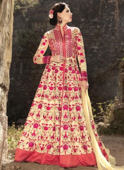 Cream Silk Embroidered Floor Length Anarkali HARITAGE 1576 By Bela Fashion