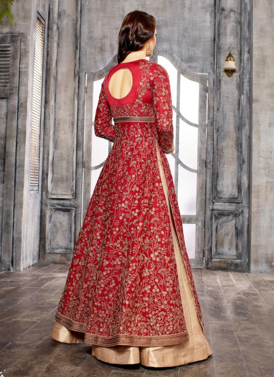 Maroon Silk Embroidered Skirt Kameez 1611-1619 1611 By Bela Fashion