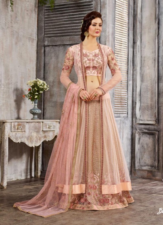 Pink Net Embroidered Skirt Kameez 1611-1619 1616 By Bela Fashion