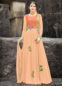 Peach Georgette Embroidered Gown Style Anarkali MEHZABEEN VOL-2 2499 By Bela Fashion