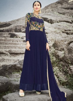 Blue Georgette Embroidered Gown Style Anarkali MEHZABEEN VOL-2 2500 By Bela Fashion