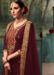 Wine Geoegette Pakistani Palazzo Suit GOLD 1003 C Color By Deepsy