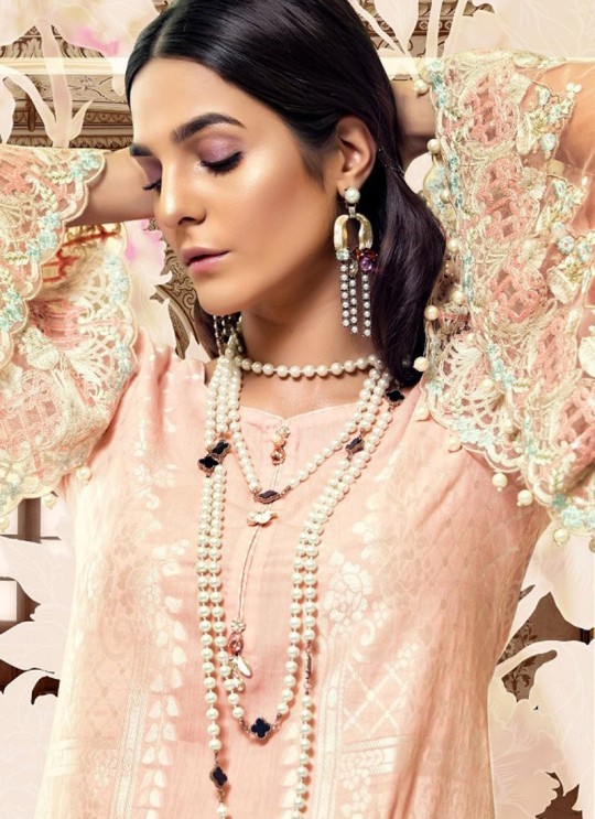 Peach Cotton Pakistani Salwar Kameez MARIA B-4 100802 By Deepsy