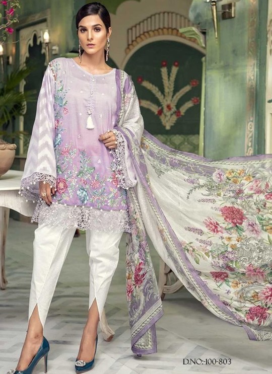 Lavender Cotton Pakistani Salwar Kameez MARIA B-4 100803 By Deepsy