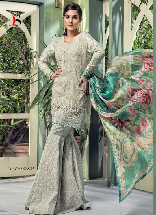 Grey Cotton Pakistani Salwar Kameez MARIA B-4 100805 By Deepsy