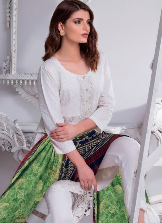 White Cotton Pakistani Salwar Kameez FLORENT Vol-17 NX 200105 By Deepsy Set