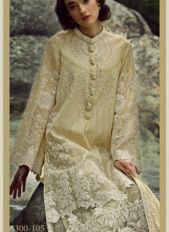 Beige Cotton Pakistani Salwar Kameez NOMI ANSARI 300105 By Deepsy