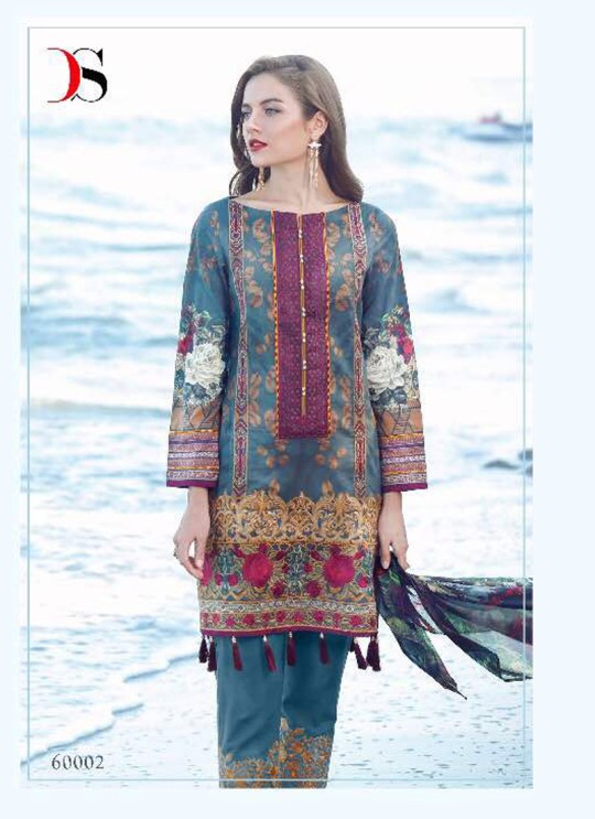 Blue Cotton Pakistani Salwar Kameez FLORENT Vol-14 60002 By Deepsy