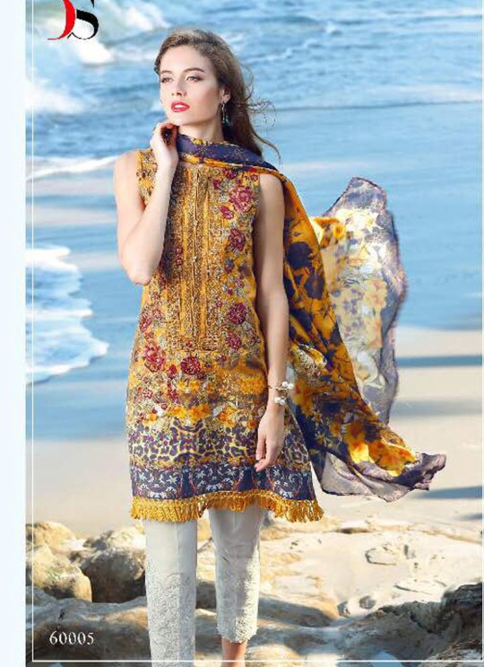 Yellow Cotton Pakistani Salwar Kameez FLORENT Vol-14 60005 By Deepsy