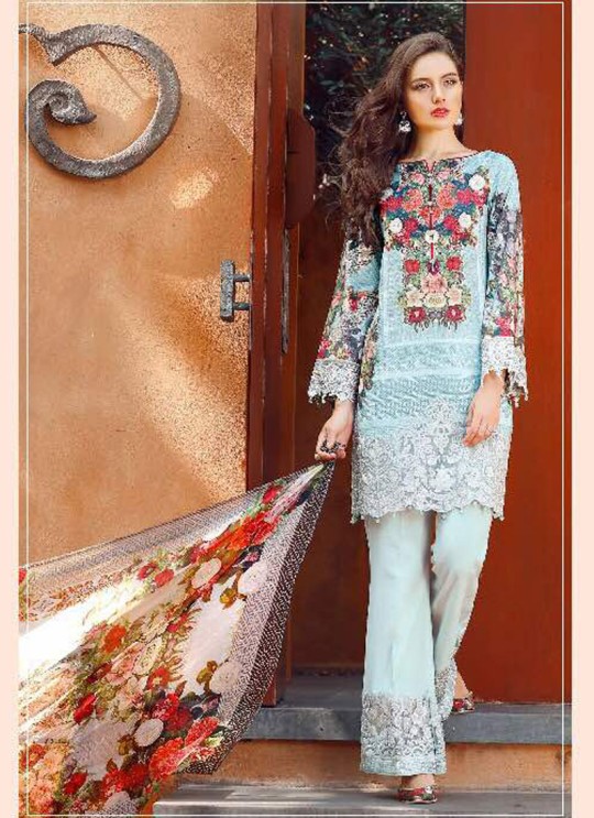 Ice Blue Cotton Pakistani Salwar Kameez FLORENT Vol-14 60007 By Deepsy Ice Blue Cotton Pakistani Salwar Kameez FLORENT Vol-14 60007 By Deepsy