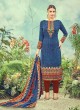 Blue Cotton Satin Straight Cut Suit DEEPSY FLORENCE Vol-3 83006 By Deepsy