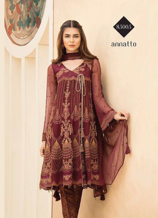 Wine Geoegette Pakistani Salwar Kameez JASHMIN 85005 By Deepsy