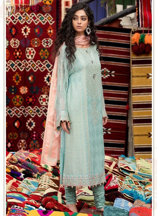 Teal Blue Cotton Pakistani Salwar Kameez MARIA B-3 98007 By Deepsy