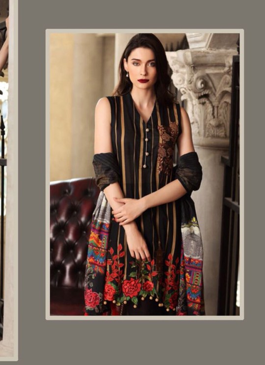 Black Cambric Cotton Embroidered Pakistani Salwar Suit ROSEMEEN RIMZIM BY FEPIC 1001 TO 1007 SERIES Fepic 1007