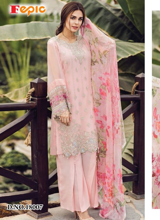 Pink Faux Georgette Embroidered Pakistani Salwar Suit ROSEMEEN CRINKLES BY FEPIC 18001 TO 18009 SERIES Fepic 18007