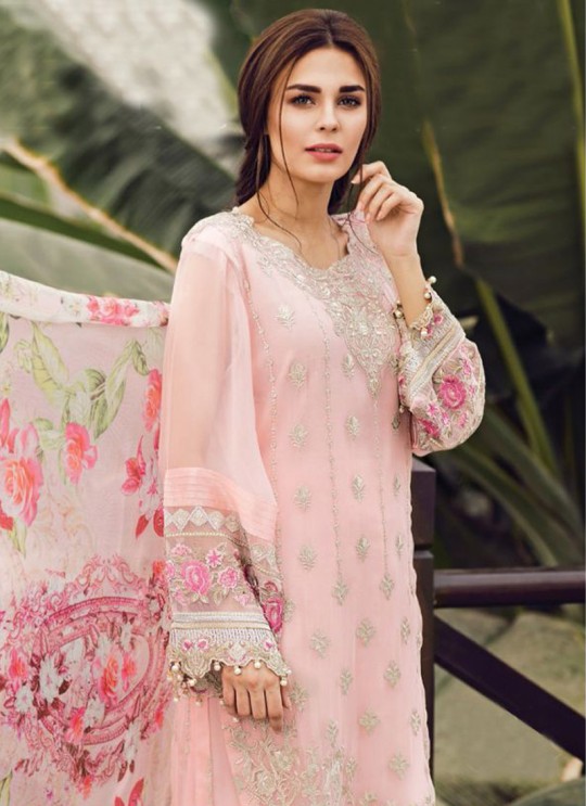 Pink Faux Georgette Embroidered Pakistani Salwar Suit ROSEMEEN CRINKLES BY FEPIC 18001 TO 18009 SERIES Fepic 18007
