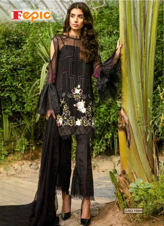 Black Georgette Embroidered Pakistani Salwar Suit ROSEMEEN CLASSIC BY FEPIC 19001 TO 19006 SERIES Fepic 19004