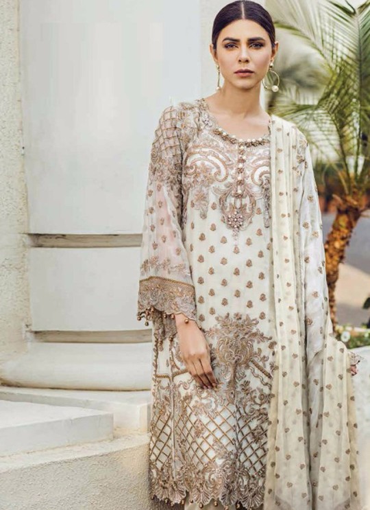 Off White Georgette Embroidered Pakistani Salwar Suit ROSEMEEN PEARLS BY FEPIC 21001 TO 21006 SERIES Fepic 21004