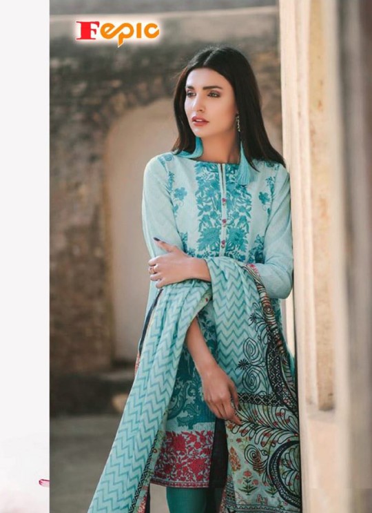 Blue Cambric Cotton Embroidered Pakistani Salwar Suit ROSEMEEN ELITE LAWN BY FEPIC 22001 TO 22005 SERIES Fepic 22005