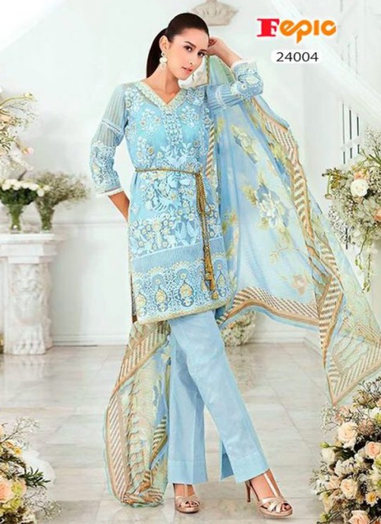 Ice Blue Organza Embroidered Pakistani Salwar Suit ROSEMEEN CRYSTALS BY FEPIC 24001 TO 24005 SERIES Fepic 24004