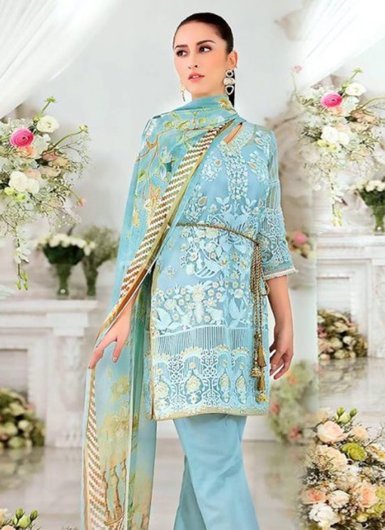 Ice Blue Organza Embroidered Pakistani Salwar Suit ROSEMEEN CRYSTALS BY FEPIC 24001 TO 24005 SERIES Fepic 24004