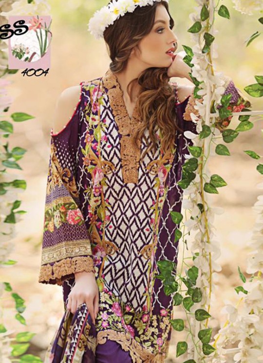 Purple Cambric Cotton Printed Pakistani Salwar Suit ROSEMEEN SUMMER SPRING 4001 TO 4007 SERIES Fepic 4004