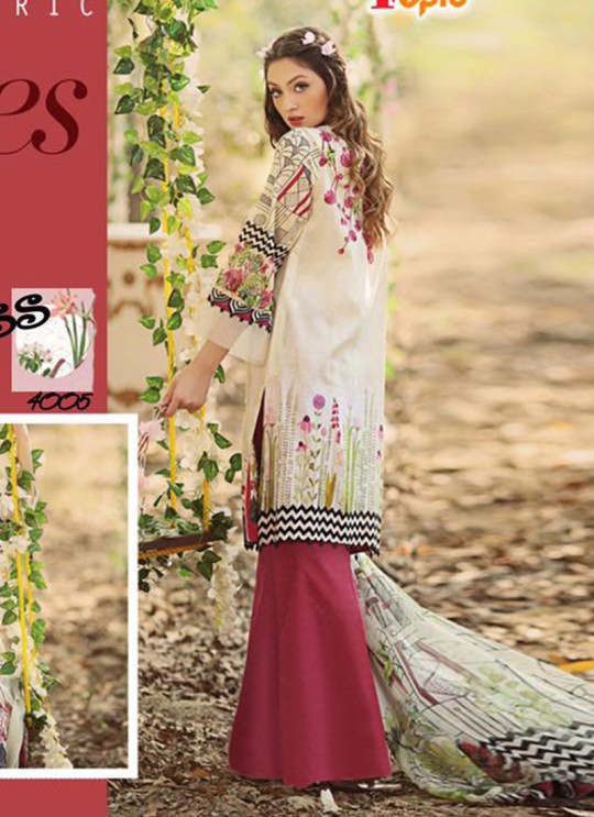 Cream Cambric Cotton Printed Pakistani Salwar Suit ROSEMEEN SUMMER SPRING 4001 TO 4007 SERIES Fepic 4005