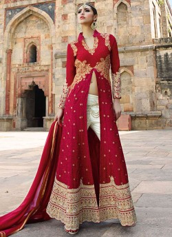 Maroon Georgette Pant Style Suit 12001 Series 12001 By Glossy