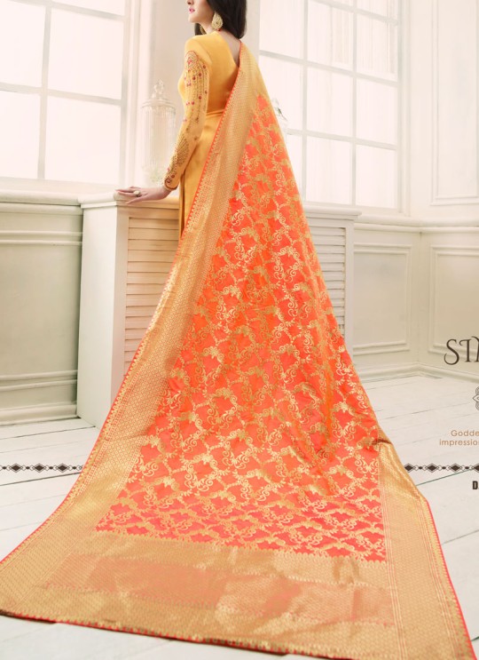 Yellow Satin Georgette Straight Suit SIMAR SHABANA 12009 By Glossy Yellow Satin Georgette Straight Suit SIMAR SHABANA 12009 By Glossy