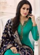 Teal Green Satin Georgette Straight Suit SIMAR SHABANA 12006 By Glossy Full Set