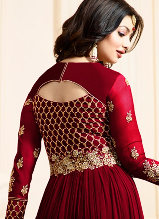 Maroon Georgette Floor Length Anarkali SIMAR VOL-10 17001C Color By Glossy Maroon Georgette Floor Length Anarkali SIMAR VOL-10 17001C Color By Glossy
