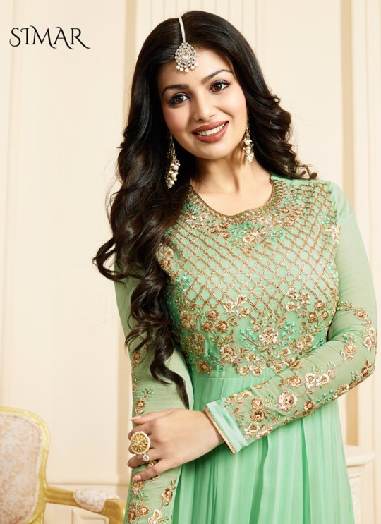 Green Georgette Floor Length Anarkali SIMAR VOL-10 17006 By Glossy Green Georgette Floor Length Anarkali SIMAR VOL-10 17006 By Glossy