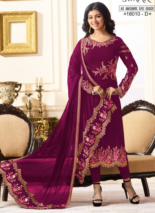 Purple Georgette Churidar Suits SIMAR 18009 SERIES 18010D Color By Glossy