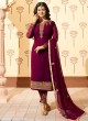 Magenta Faux Georgette Pant Style Suit MINAZ Vol-2 225 By Glossy
