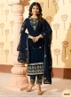 Blue Faux Georgette Pant Style Suit MINAZ Vol-2 226 By Glossy