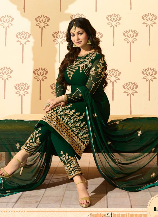 Green Faux Georgette Pant Style Suit MINAZ Vol-2 228 By Glossy