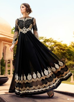 Black Georgette Floor Length Anarkali Rhythm 7109 By Glossy