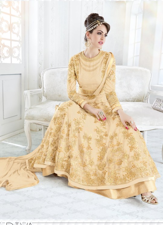 Cream Georgette Floor Length Anarkali BEAUTY SHADES 7209 Cream Color By Glossy