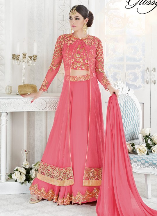 Pink Net Skirt Kameez SAPPHIRA 7213 By Glossy