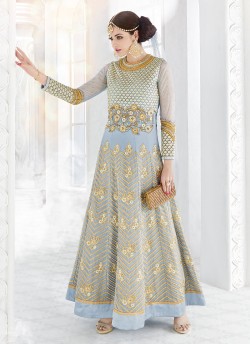 Grey Georgette Floor Length Anarkali SAPPHIRA 7217 By Glossy